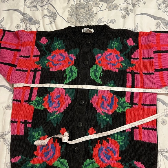 Vintage 80’s Hand Knit Gallagher Pink Floral Size L - Picture 5 of 9